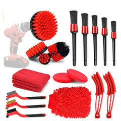 18Pcs Car Detailing Brush Set,Auto Detailing Drill Brush Set,Car Cleaning Kit,Car Cleaning Tools Kit,for Cleaning Automobile Interior,Exterior,Dashboard,Wheels,Leather,Air Vents.