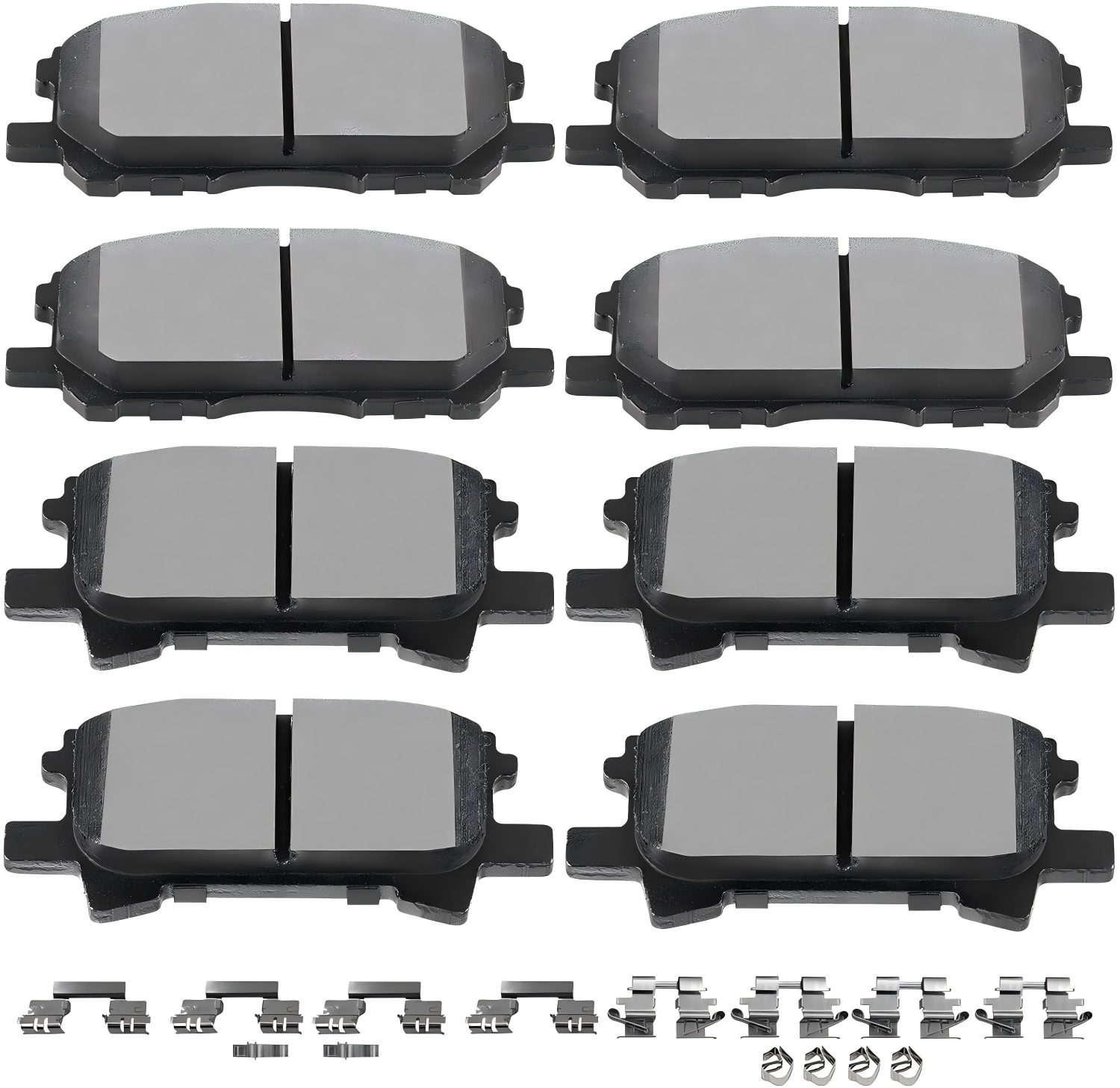 D996 D1005 8pcs Ceramic Front Rear Brake Pads With Clips Fit For Lexus RX330 2004-2006,For RX350 2007-2009,For RX400h 2006-2008,For Toyota Highlander 2006-2007