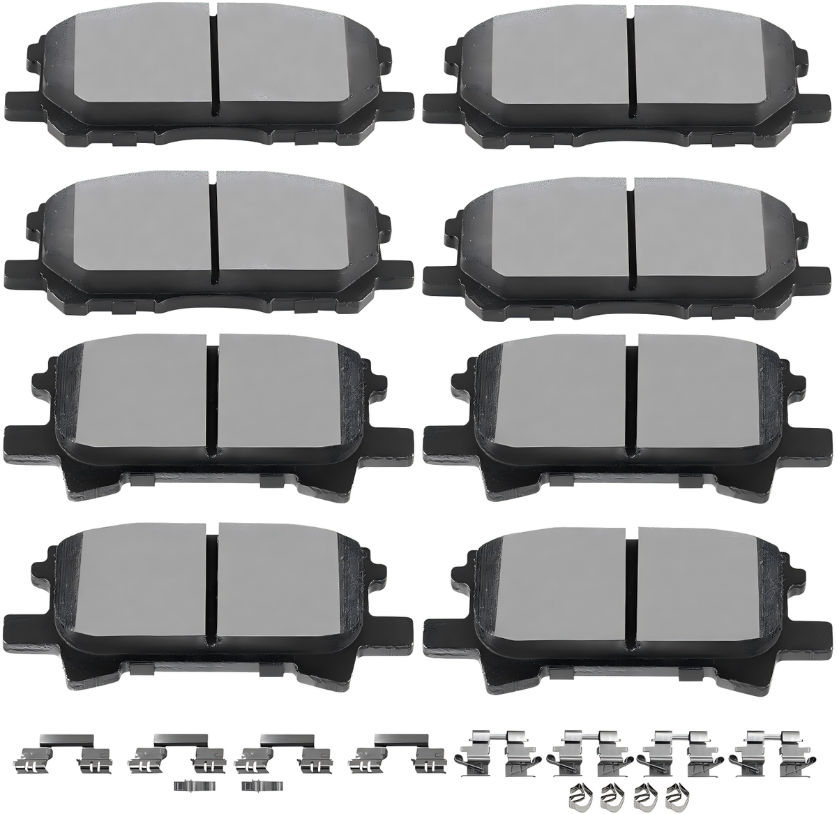 D996 D1005 8pcs Ceramic Front Rear Brake Pads With Clips Fit For Lexus RX330 2004-2006,For RX350 2007-2009,For RX400h 2006-2008,For Toyota Highlander 2006-2007
